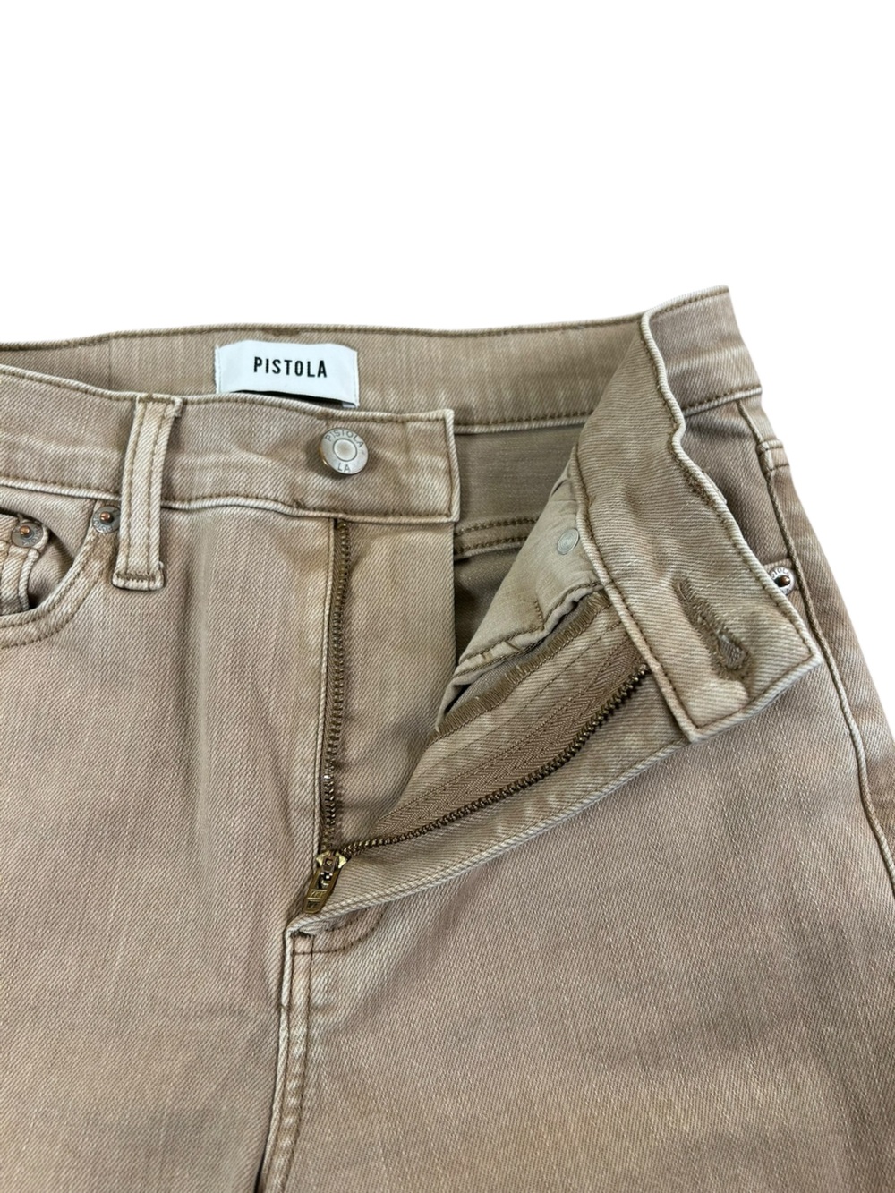 PISTOLA Lennon High Rise Crop Boot Jeans Mink Snow Taupe Sz 25 Stretch Neutral - Picture 6 of 16